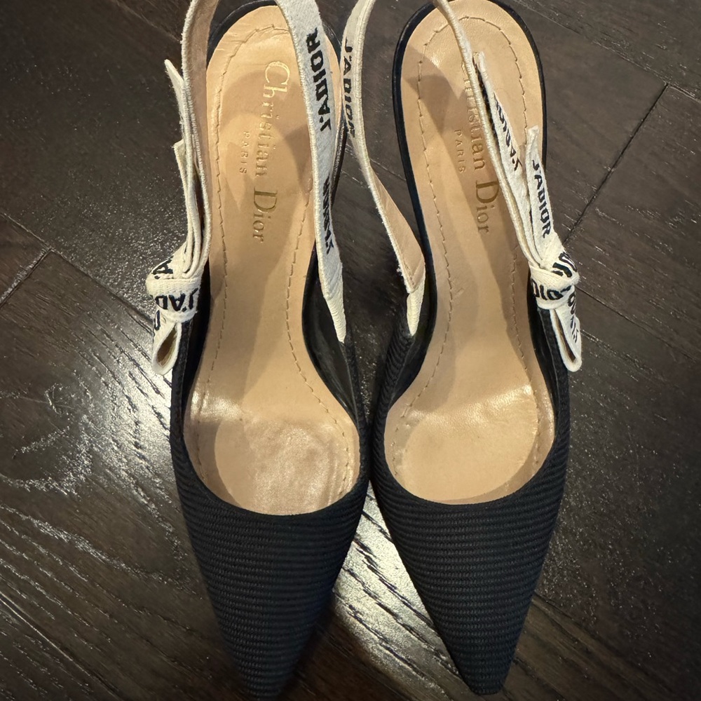 Dior Black and White Slingback Heels